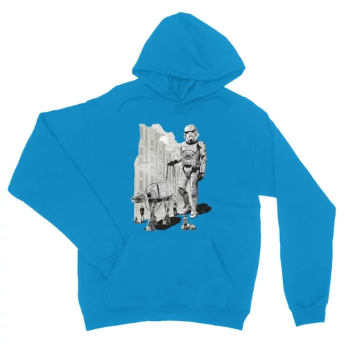 Zafírkék Star Wars unisex kapucnis pulóver - Rohamosztagos és a lépegető