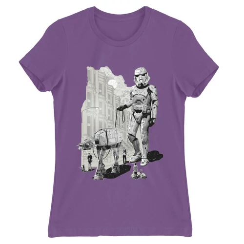 Világoslila Star Wars női rövid ujjú póló - Rohamosztagos és a lépegető