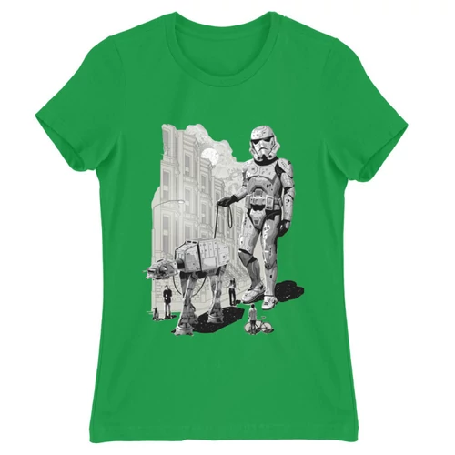 Zöld Star Wars női rövid ujjú póló - Rohamosztagos és a lépegető