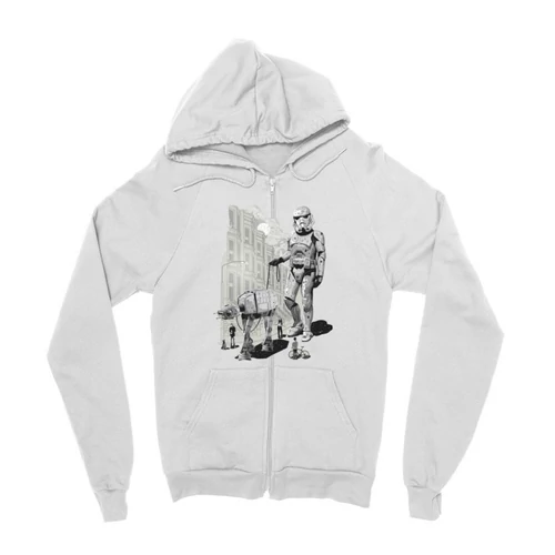 Fehér Star Wars zipzáros pulóver - Rohamosztagos és a lépegető