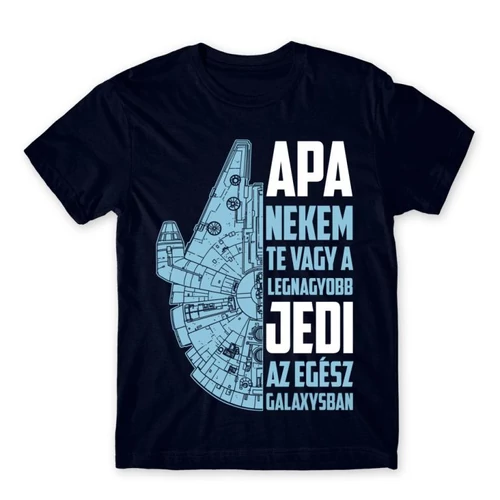 Sötétkék Apa a legnagyobb Jedi férfi rövid ujjú póló