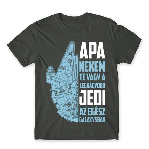 Sötétszürke Apa a legnagyobb Jedi férfi rövid ujjú póló
