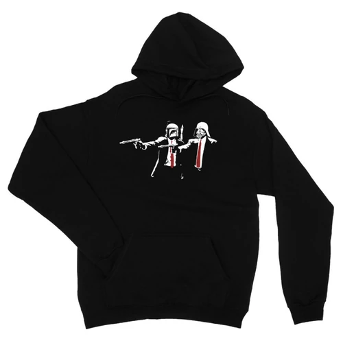 Fekete Star Wars unisex kapucnis pulóver - Boba és Vader