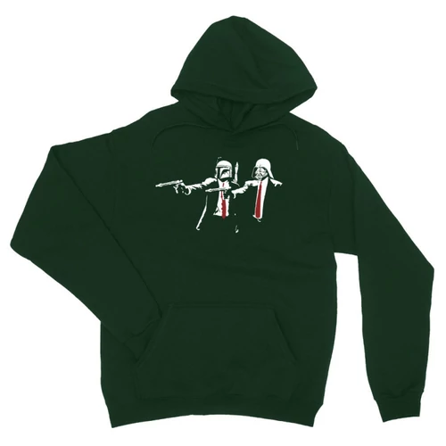 Sötétzöld Star Wars unisex kapucnis pulóver - Boba és Vader