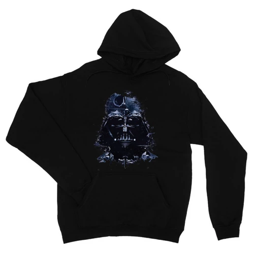 Fekete Star Wars unisex kapucnis pulóver - Darth Vader és a Halálcsillag