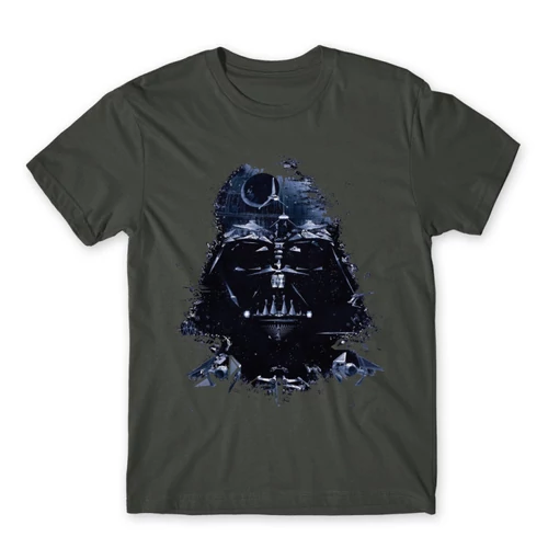Sötétszürke Star Wars férfi rövid ujjú póló - Darth Vader és a Halálcsillag