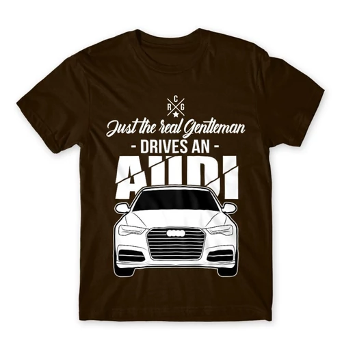 Barna Audi férfi rövid ujjú póló - Just the real Gentleman Audi A6