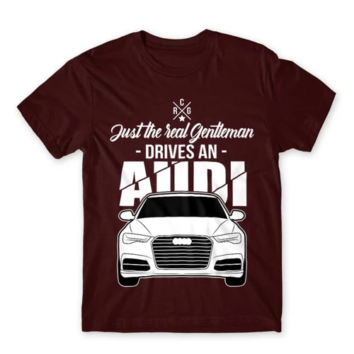 Bordó Audi férfi rövid ujjú póló - Just the real Gentleman Audi A6