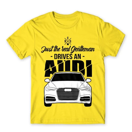 Citromsárga Audi férfi rövid ujjú póló - Just the real Gentleman Audi A6