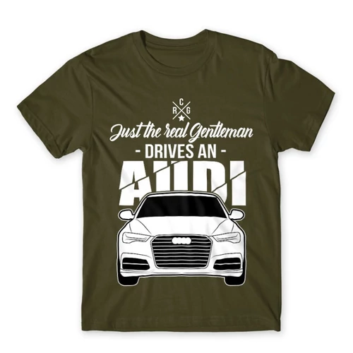 Khaki Audi férfi rövid ujjú póló - Just the real Gentleman Audi A6