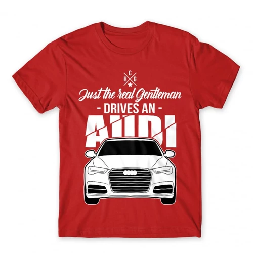 Piros Audi férfi rövid ujjú póló - Just the real Gentleman Audi A6