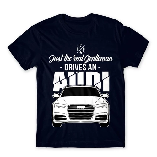Sötétkék Audi férfi rövid ujjú póló - Just the real Gentleman Audi A6