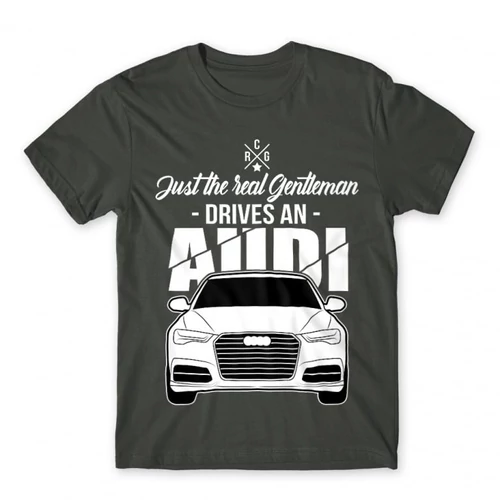Sötétszürke Audi férfi rövid ujjú póló - Just the real Gentleman Audi A6