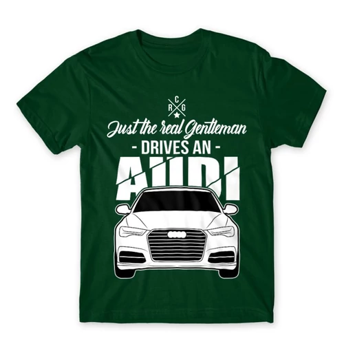 Sötétzöld Audi férfi rövid ujjú póló - Just the real Gentleman Audi A6