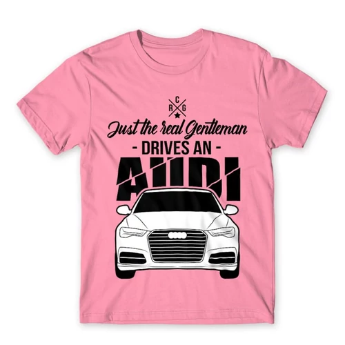 Világos rózsaszín Audi férfi rövid ujjú póló - Just the real Gentleman Audi A6