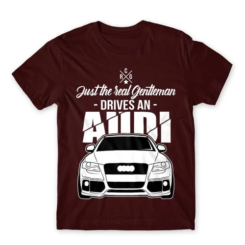 Bordó Audi férfi rövid ujjú póló - Just the real Gentleman Audi A4