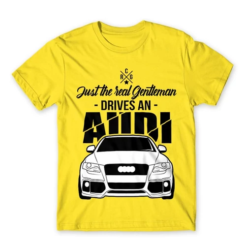 Citromsárga Audi férfi rövid ujjú póló - Just the real Gentleman Audi A4