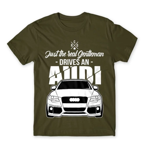 Khaki Audi férfi rövid ujjú póló - Just the real Gentleman Audi A4