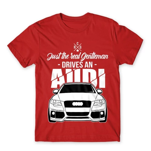 Piros Audi férfi rövid ujjú póló - Just the real Gentleman Audi A4