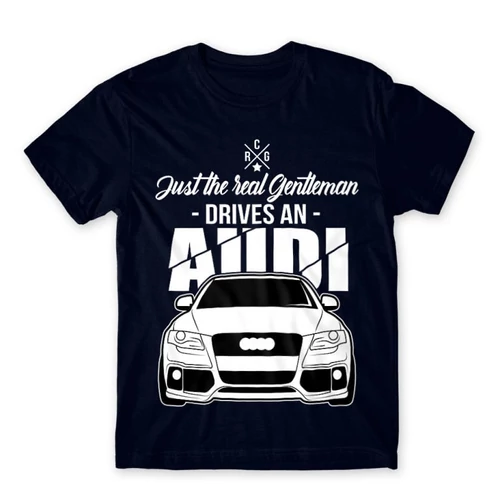 Sötétkék Audi férfi rövid ujjú póló - Just the real Gentleman Audi A4