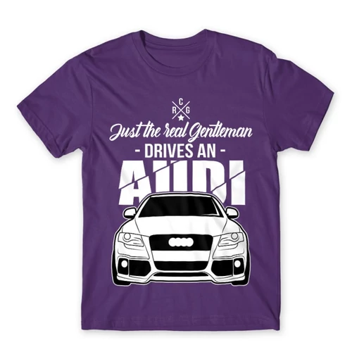 Sötétlila Audi férfi rövid ujjú póló - Just the real Gentleman Audi A4