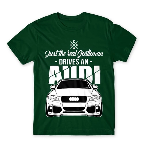 Sötétzöld Audi férfi rövid ujjú póló - Just the real Gentleman Audi A4