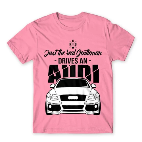 Világos rózsaszín Audi férfi rövid ujjú póló - Just the real Gentleman Audi A4