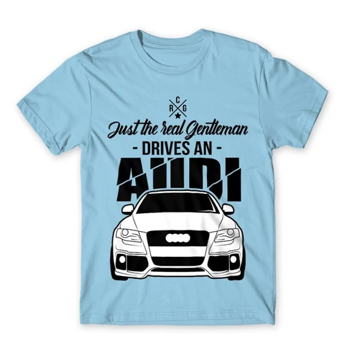 Világoskék Audi férfi rövid ujjú póló - Just the real Gentleman Audi A4