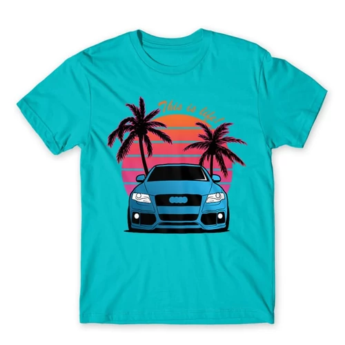 Atollkék Audi férfi rövid ujjú póló - Vice City Audi A4