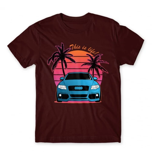 Bordó Audi férfi rövid ujjú póló - Vice City Audi A4