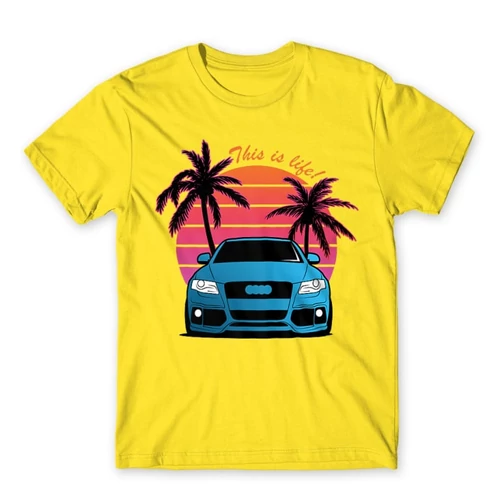 Citromsárga Audi férfi rövid ujjú póló - Vice City Audi A4