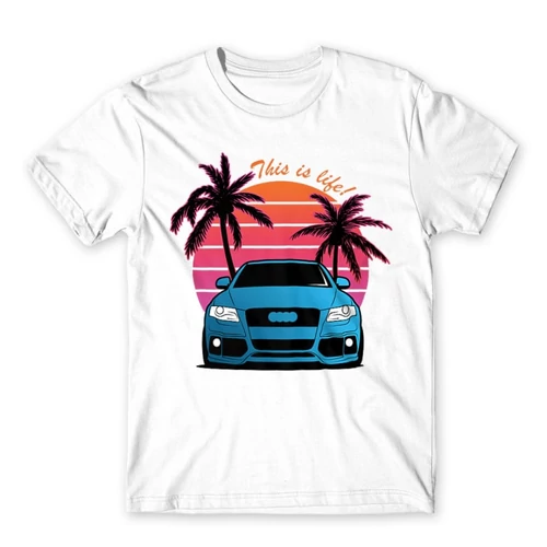 Fehér Audi férfi rövid ujjú póló - Vice City Audi A4