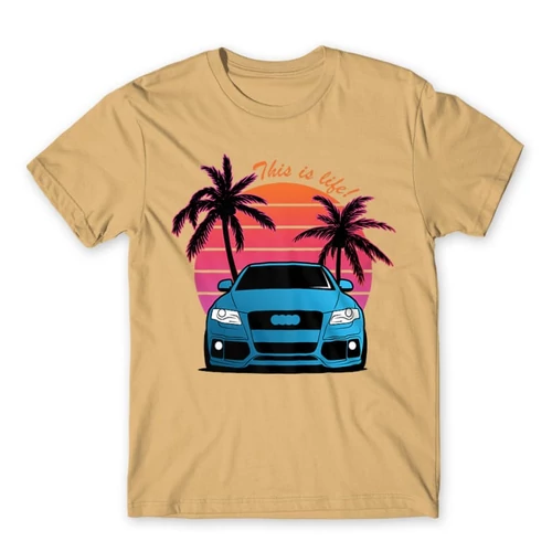 Homok Audi férfi rövid ujjú póló - Vice City Audi A4
