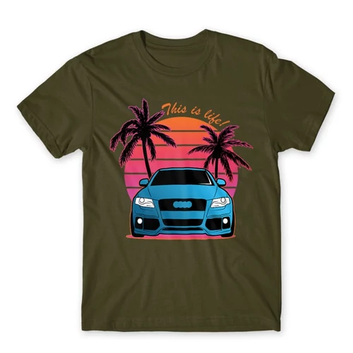 Khaki Audi férfi rövid ujjú póló - Vice City Audi A4