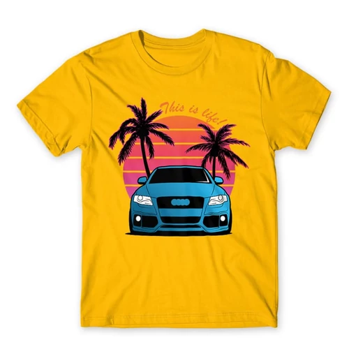 Sárga Audi férfi rövid ujjú póló - Vice City Audi A4
