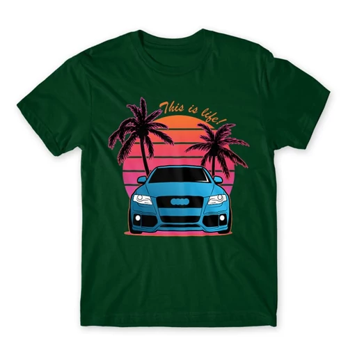 Sötétzöld Audi férfi rövid ujjú póló - Vice City Audi A4