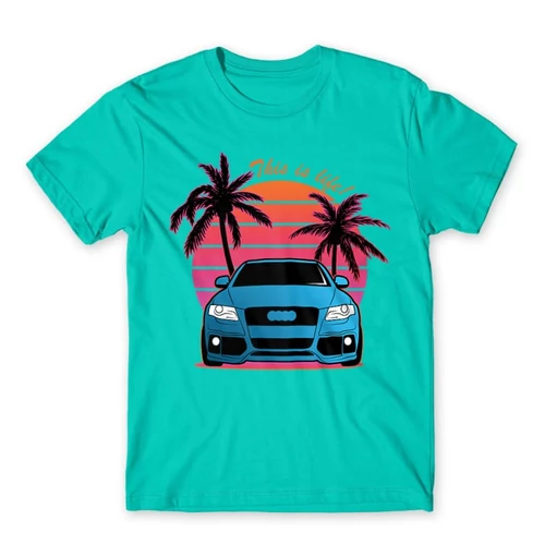 Türkiz Audi férfi rövid ujjú póló - Vice City Audi A4