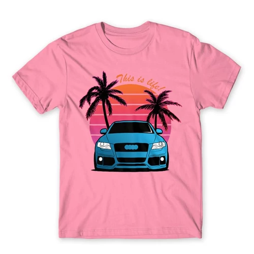 Világos rózsaszín Audi férfi rövid ujjú póló - Vice City Audi A4