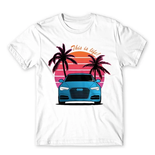 Fehér Audi férfi rövid ujjú póló - Vice City Audi A6