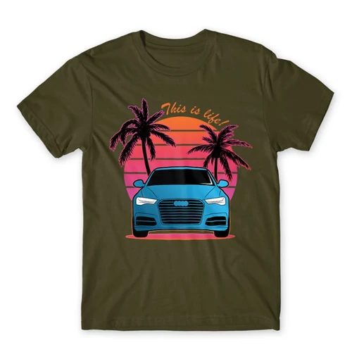 Khaki Audi férfi rövid ujjú póló - Vice City Audi A6