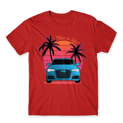 Piros Audi férfi rövid ujjú póló - Vice City Audi A6