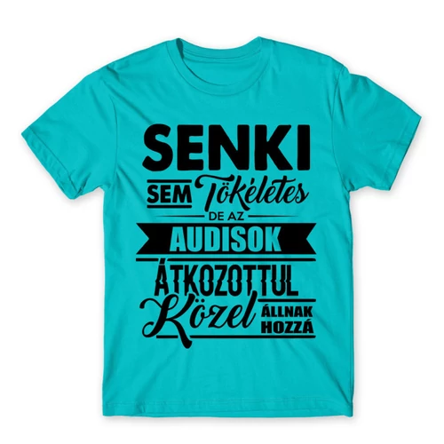 Atollkék Audi férfi rövid ujjú póló - Senki nem tökéletes...