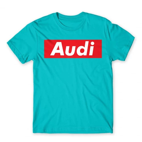 Atollkék Audi férfi rövid ujjú póló - Audi Stripe