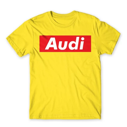 Citromsárga Audi férfi rövid ujjú póló - Audi Stripe