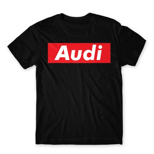 Fekete Audi férfi rövid ujjú póló - Audi Stripe