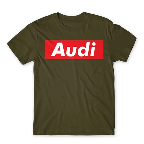 Khaki Audi férfi rövid ujjú póló - Audi Stripe