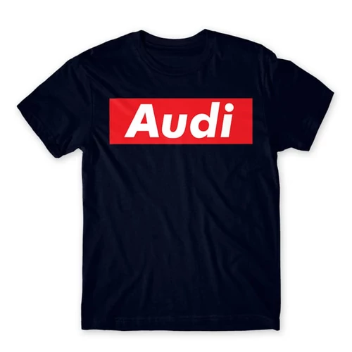 Sötétkék Audi férfi rövid ujjú póló - Audi Stripe