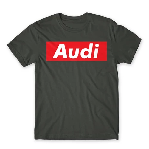 Sötétszürke Audi férfi rövid ujjú póló - Audi Stripe