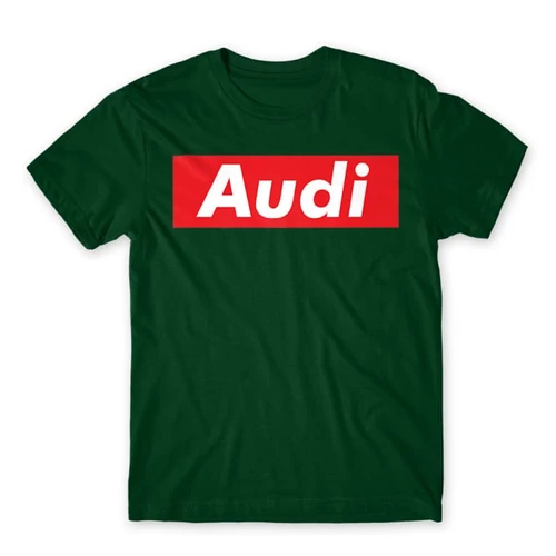 Sötétzöld Audi férfi rövid ujjú póló - Audi Stripe