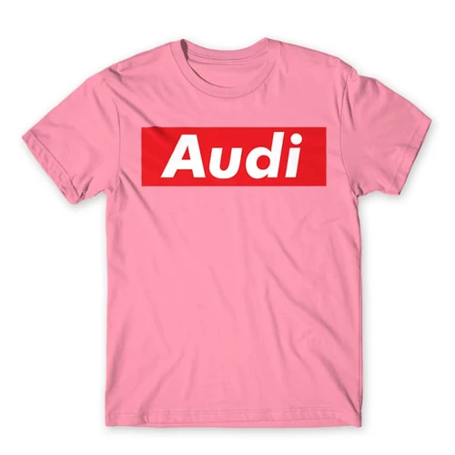 Világos rózsaszín Audi férfi rövid ujjú póló - Audi Stripe